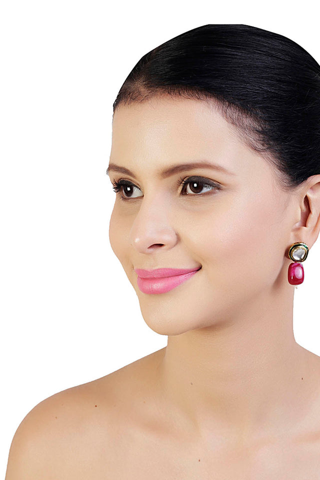 Women's Sterling Silver Drop Earrings In Red