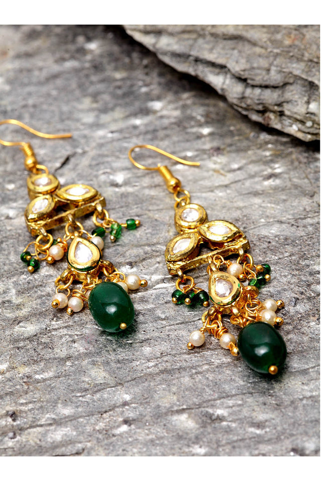 Women's Sterling Silver Drop Earrings In Green