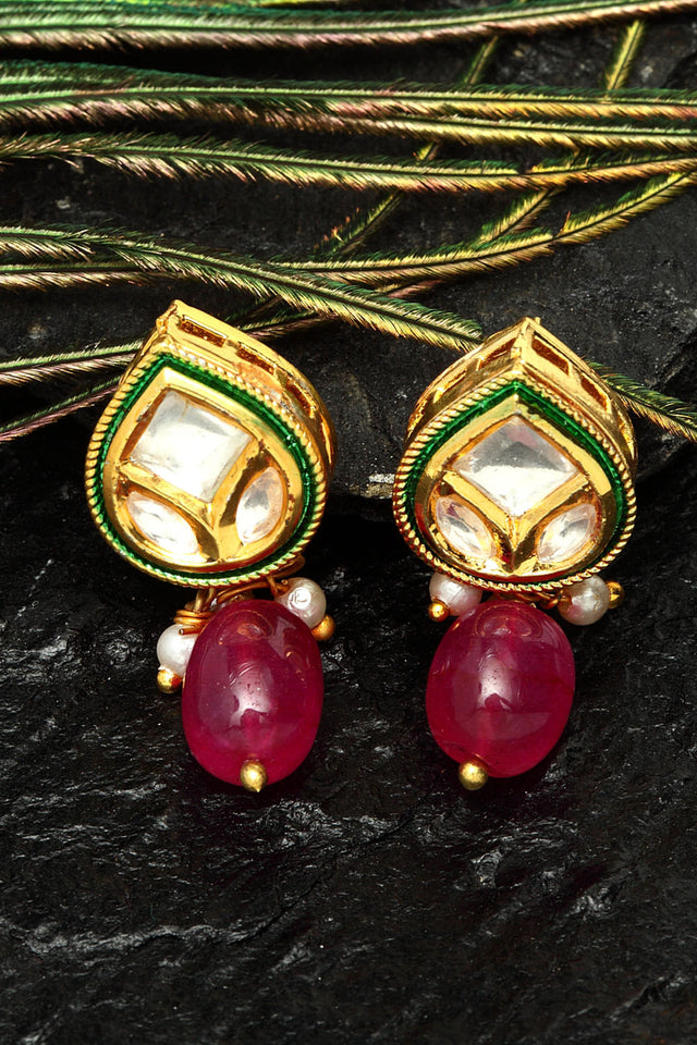 Buy Women's Copper Stud Earrings in Red