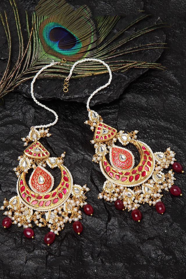 Buy Women's Sterling Silver Chandbali Earrings in Red