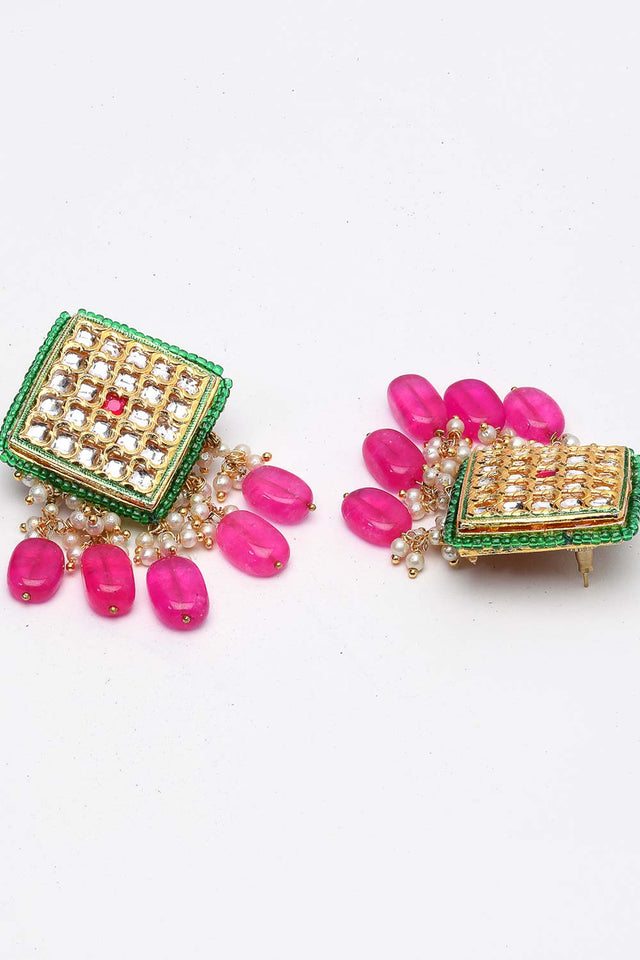 Buy Women's Sterling Silver Stud Earring in Pink Online - Side