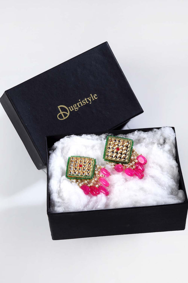 Buy Women's Sterling Silver Stud Earring in Pink Online - Zoom In