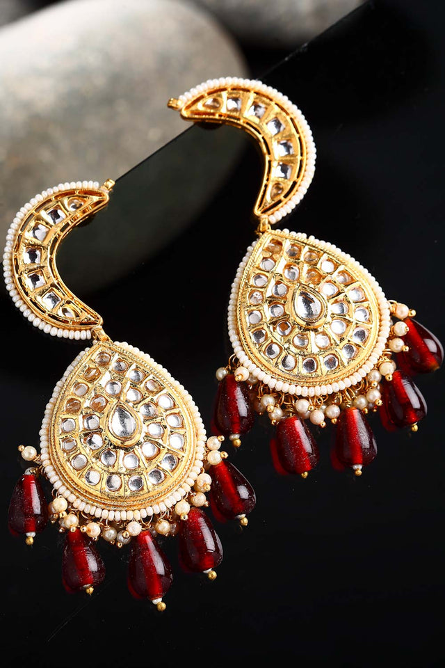 Buy Women's Sterling Silver Chandelier Earring in Red Online - Front