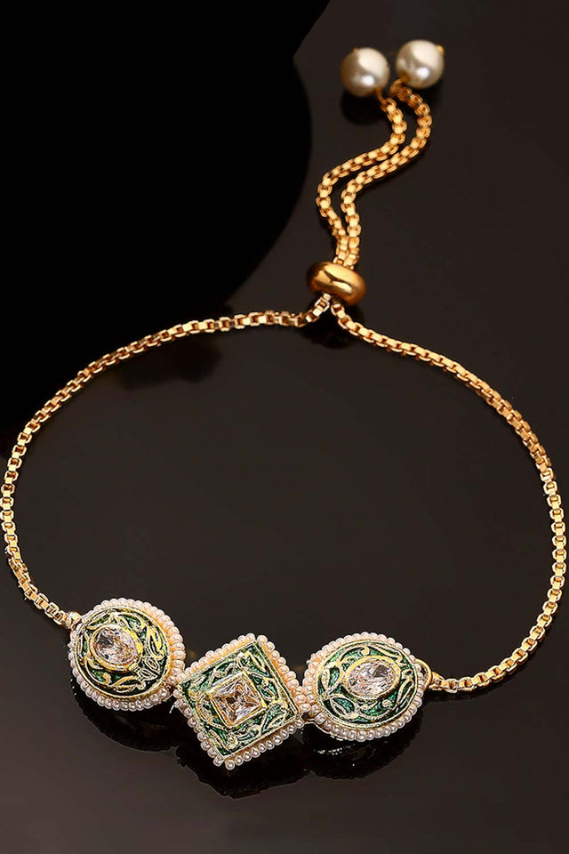 Buy Women's Sterling Silver Bracelet in Green Online - Front