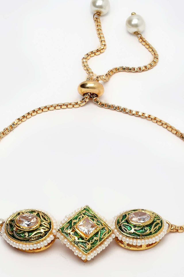 Buy Women's Sterling Silver Bracelet in Green Online - Side