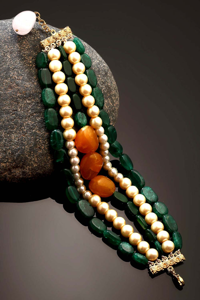 Buy Women's Sterling Silver Bracelet in Green Online - Front