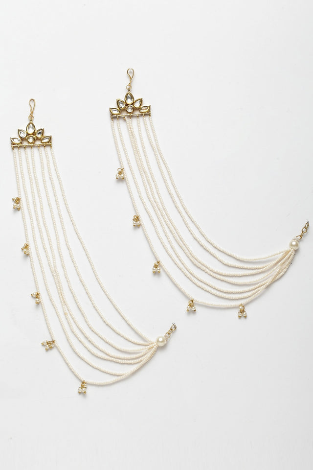 Women's Copper Ear Chain In White