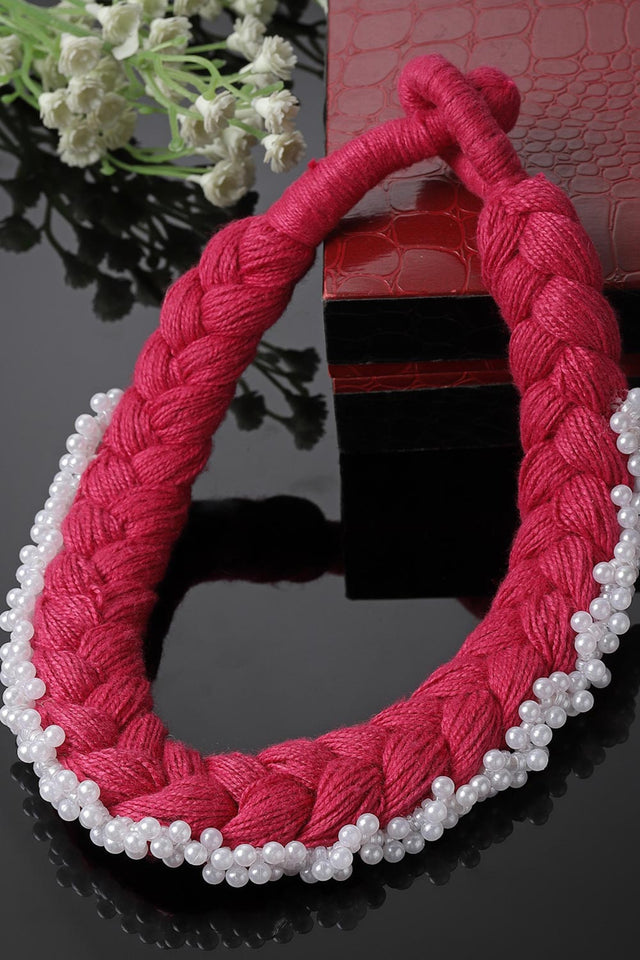 Red And White Choker Necklace Pearls And Natural Stones