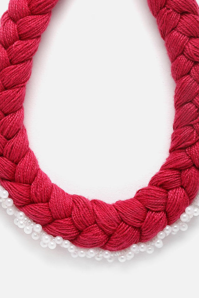 Red And White Choker Necklace Pearls And Natural Stones