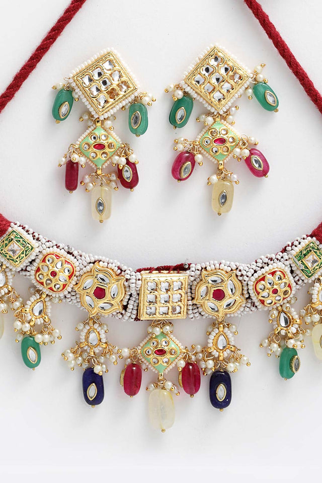 Buy Women's Sterling Silver Choker Set in Multi Color - Zoom Out