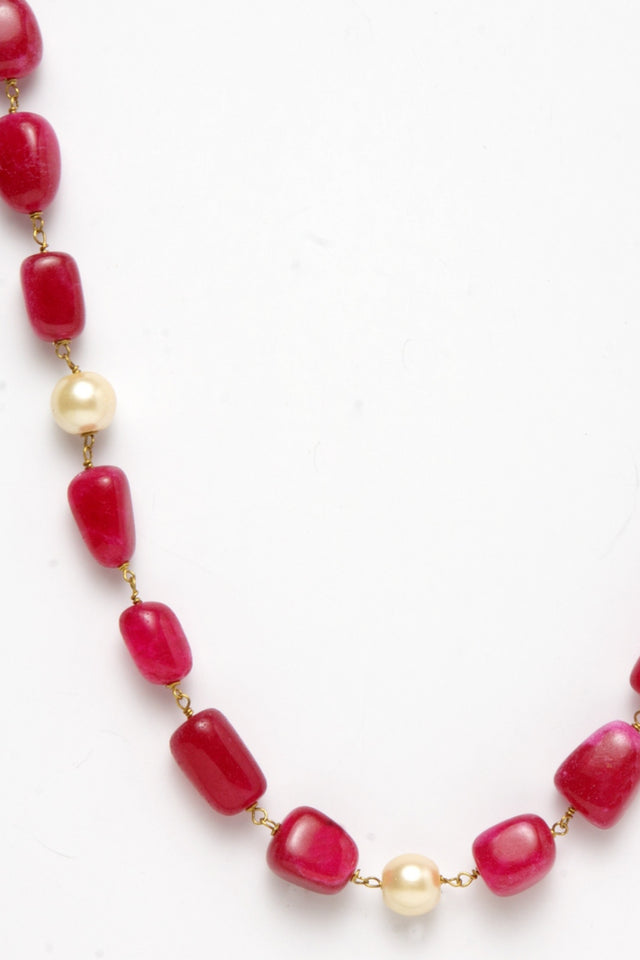 Women's Silver Necklace In Red