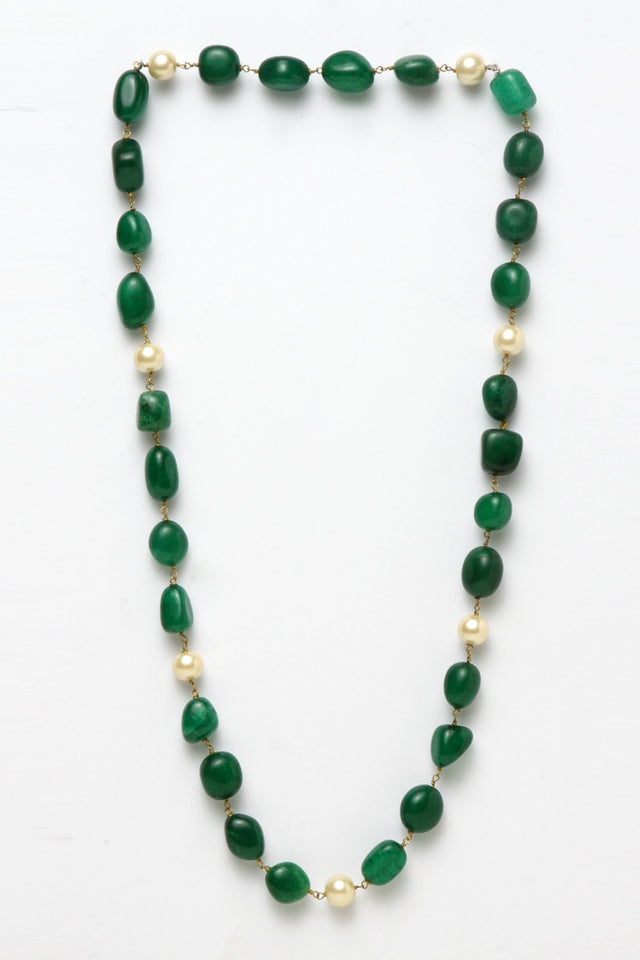 Women's Silver Necklace In Green