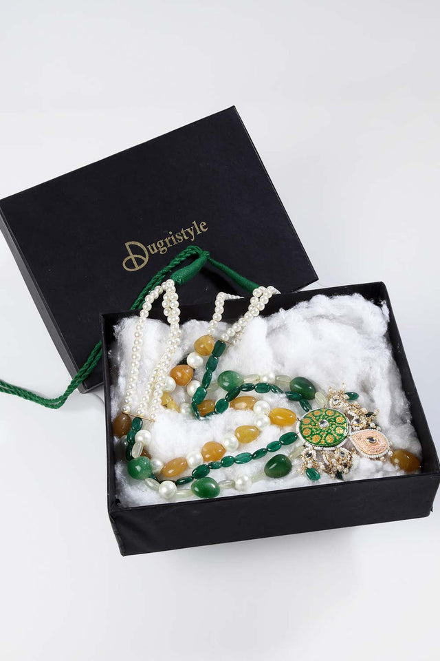 Buy Women's Sterling Silver Bead Necklaces in Green Online - Zoom In