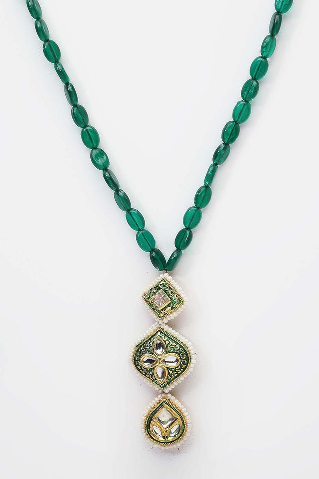 Buy Women's Sterling Silver Bead Necklaces in Green Online - Side