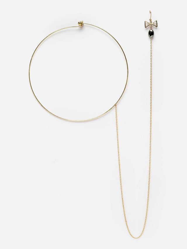 Black And Gold Haar Necklace With American Diamonds And Pearls