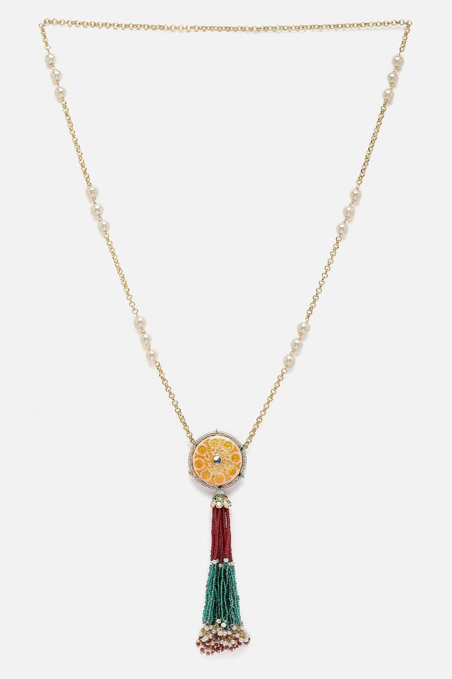 Red And Green Haar Necklace Kundan And Pearls