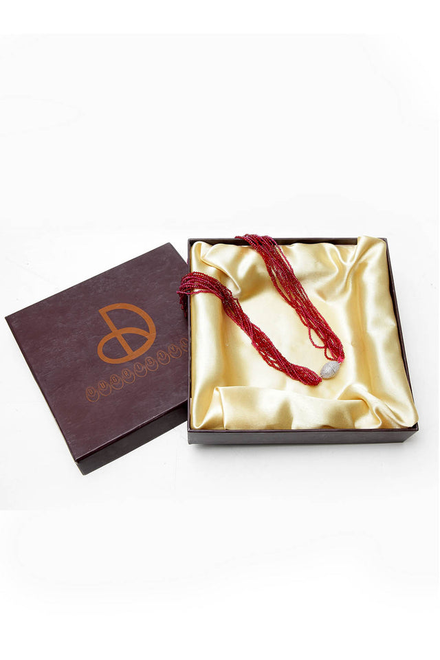 Women's Sterling Silver Necklace In Red