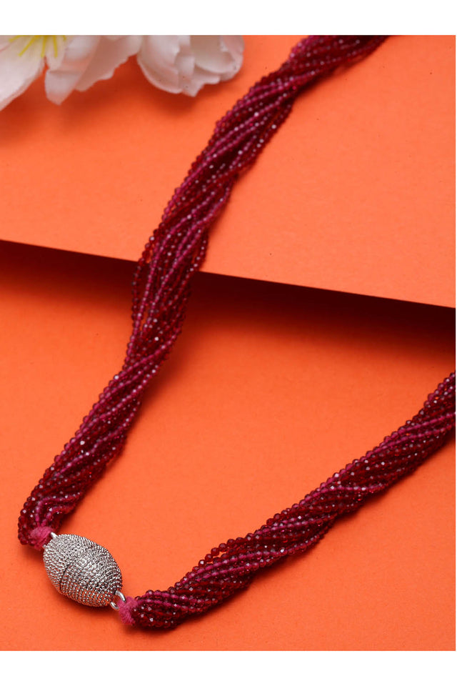 Women's Sterling Silver Necklace In Red