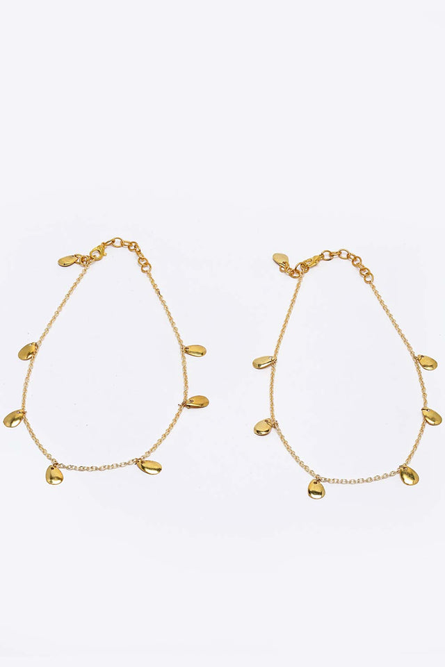 Gold Gold-Plated Natural Stones Anklet