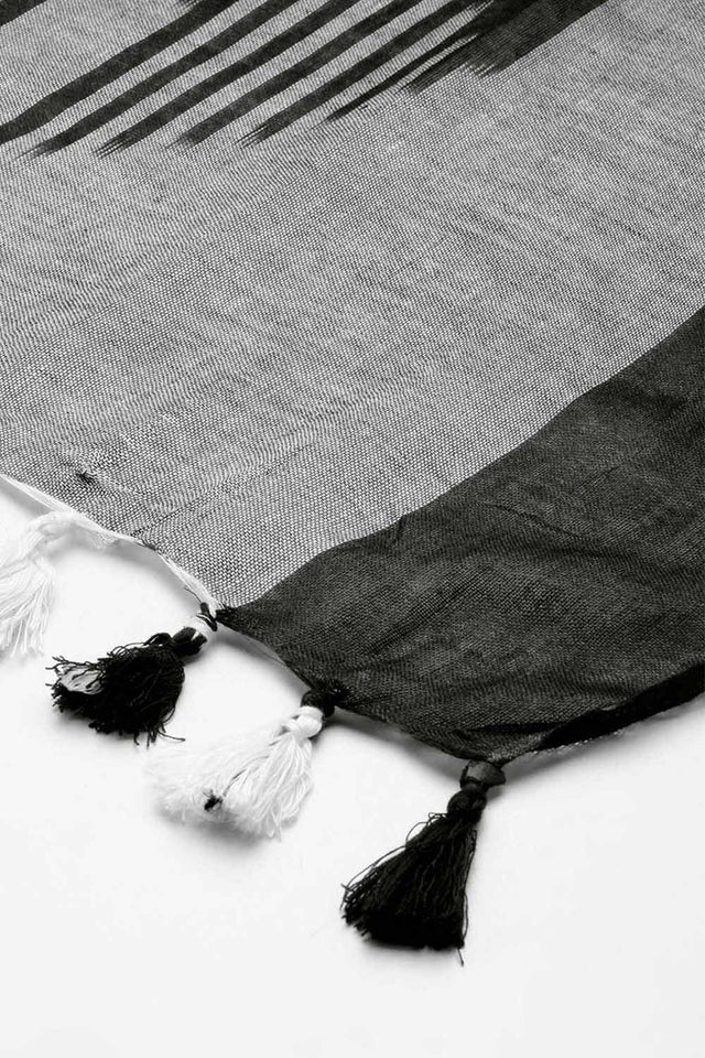 Buy Pure Cotton Ikat Printed Dupatta in Grey Online - Front