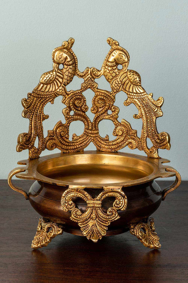 Brass Peacock Urli Bowl Home Decor