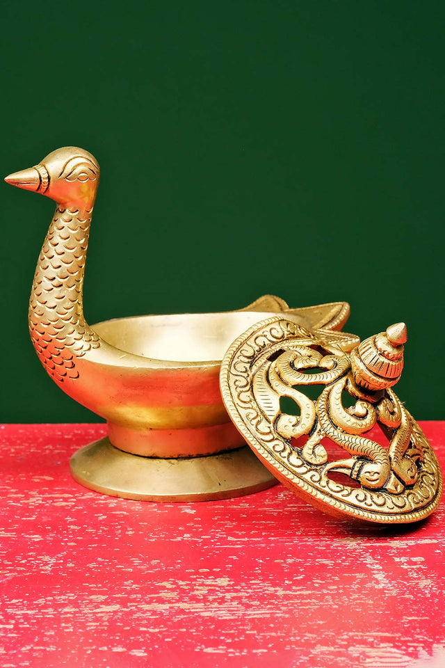 Brass Swan Dhoop Burner, Incense Holder