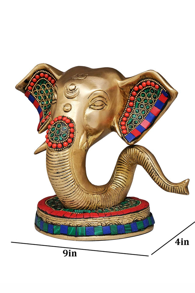 Brass Ganesha Statue With Stonework