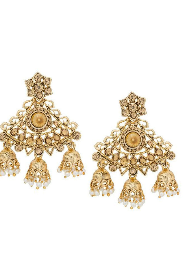 Women's Alloys Earring In White And Gold