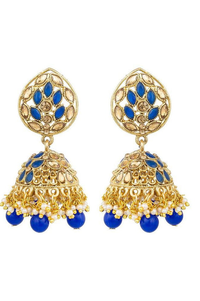 Shop Alloys Earring For Women's in Blue and Gold At KarmaPlace