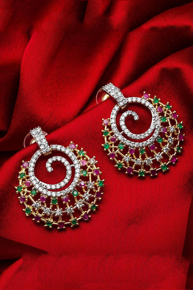Women's Alloy Chandelier Earrings In Red And Green