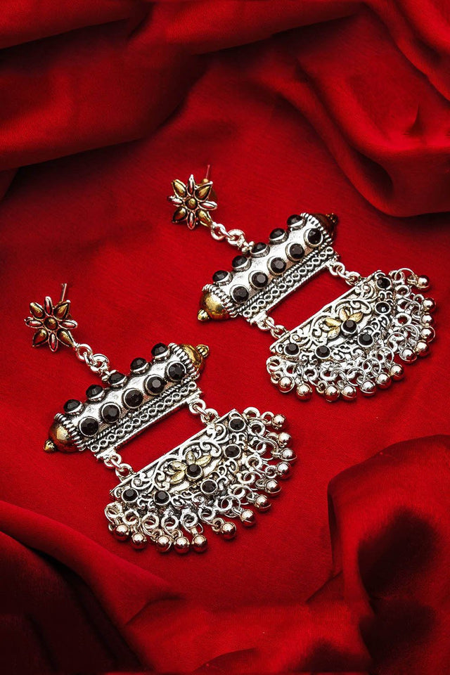 Women's Oxidized Alloy Large Dangle Earrings In Silver