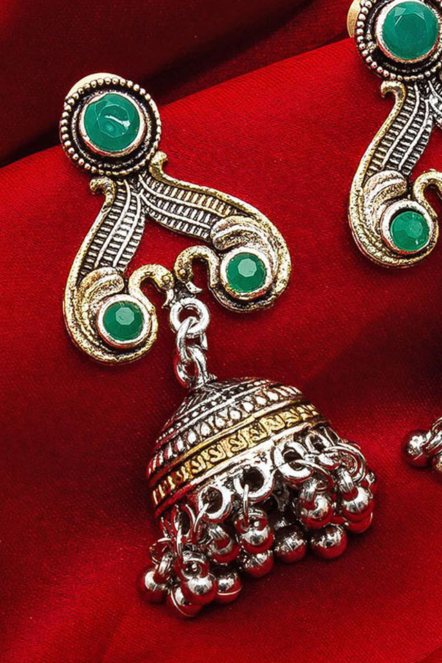 Shop Oxidized Alloy Jhumka Earrings For Women's in Silver At KarmaPlace