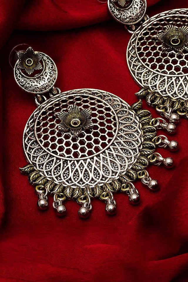 Shop Alloy Large Dangle Earrings For Women's' in Silver At KarmaPlace