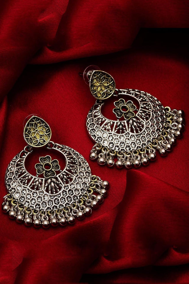 Buy Women's Alloy Large Dangle Earrings in Silver Online