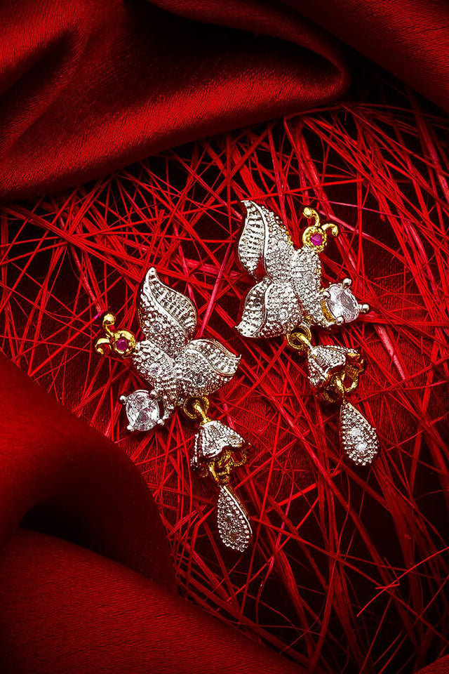 Buy Women's Alloy Drop Earrings in Silver and Gold Online