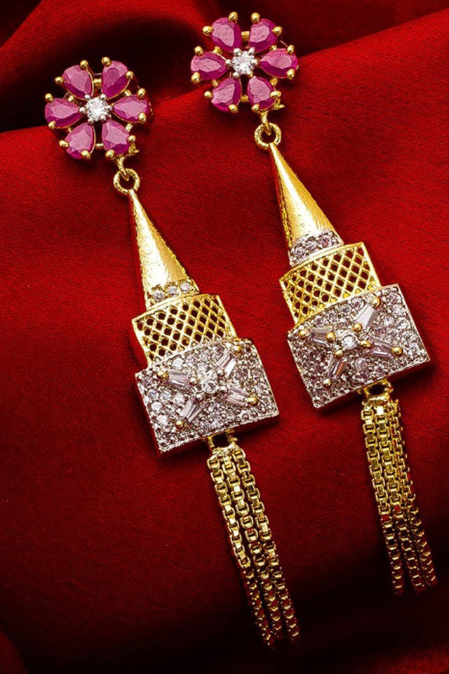 Shop Alloy Drop Earrings For Women's in White and Pink At KarmaPlace
