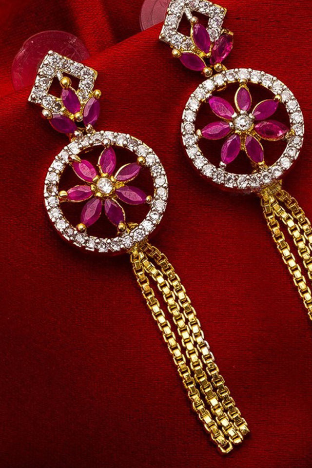 Shop Alloy Drop Earrings For Women's in White and Pink At KarmaPlace