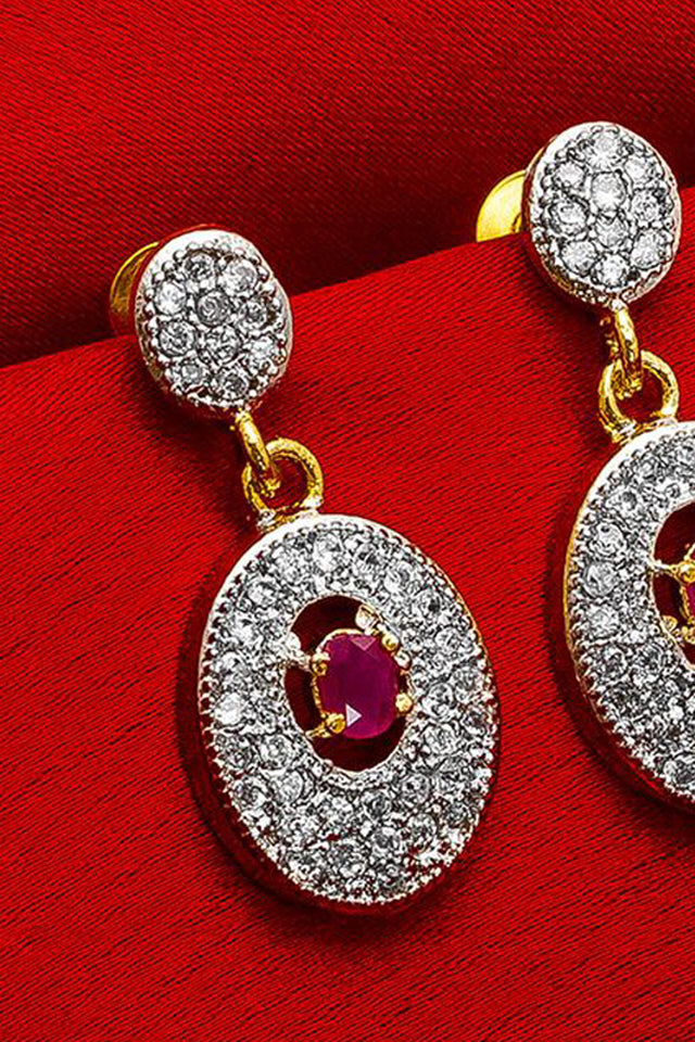 Women's Alloy Drop Earrings In Silver And Pink