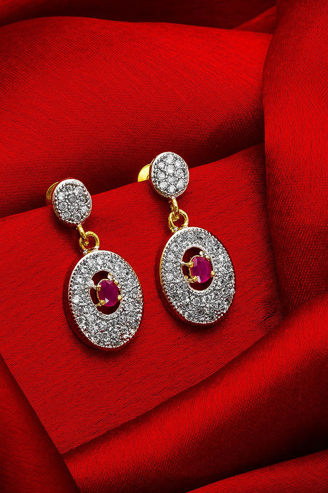 Women's Alloy Drop Earrings In Silver And Pink