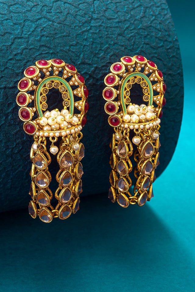Buy Women's Alloy Jumka Earrings in Gold Online