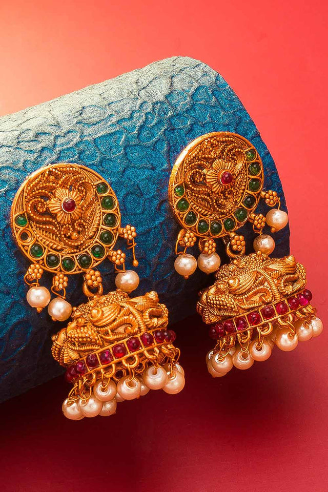 Buy Women's Alloy Jhumka Earrings in Gold