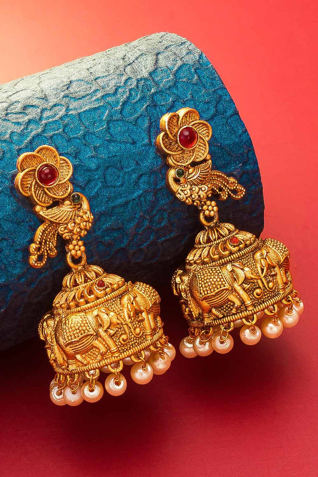 Buy Women's Alloy Jhumka Earrings in Gold