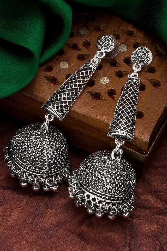 Buy Women's Oxidized Jhumka Earrings in Silver