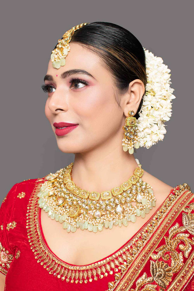 Handcrafted Kundan Enameled Necklace Sets With Maang Tikka (FEMBD001)