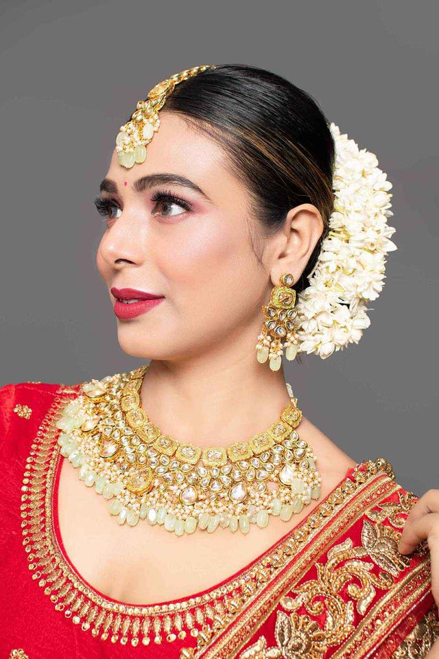 Handcrafted Kundan Enameled Necklace Sets With Maang Tikka (FEMBD001)