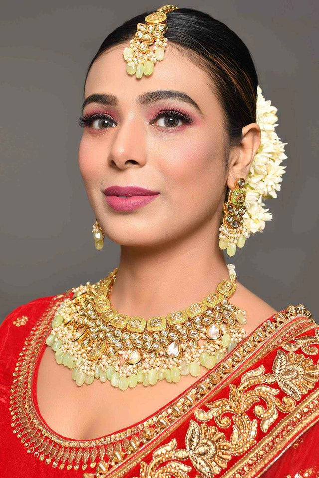 Handcrafted Kundan Enameled Necklace Sets With Maang Tikka (FEMBD001)