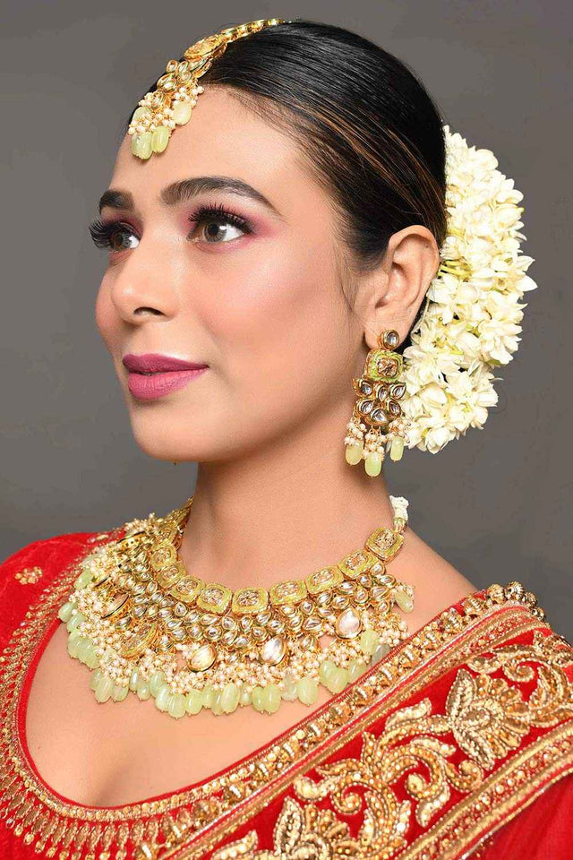 Handcrafted Kundan Enameled Necklace Sets With Maang Tikka (FEMBD001)