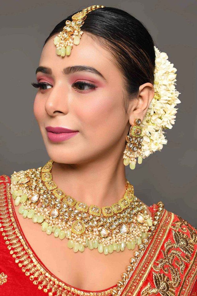 Handcrafted Kundan Enameled Necklace Sets With Maang Tikka (FEMBD001)