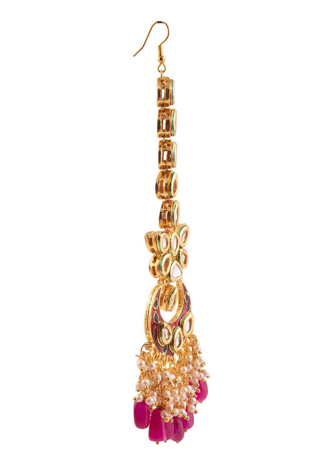 Kundan Inspired Mahroon Enameled Maangtikka (FEMBD025)