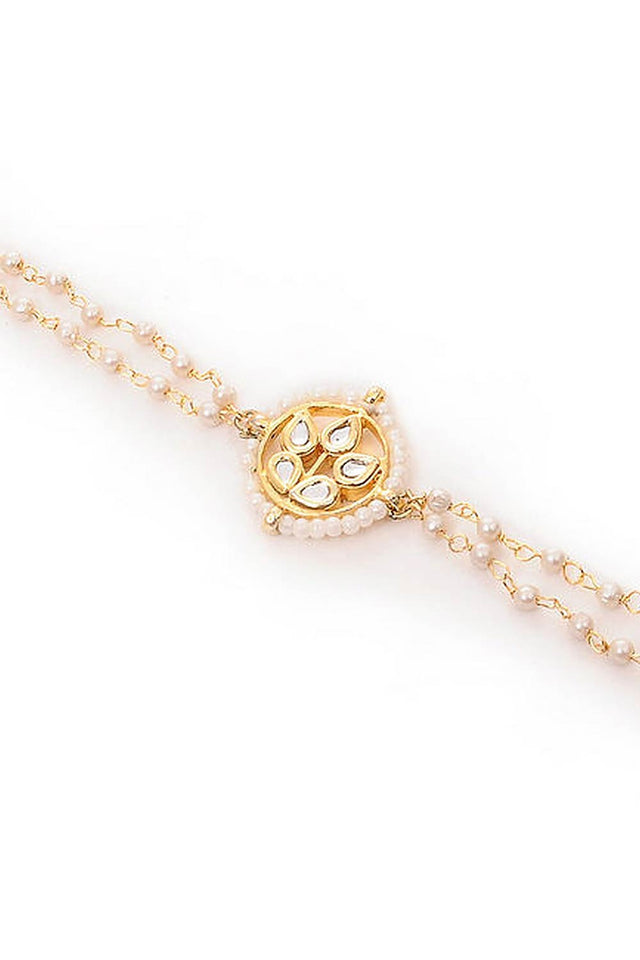 Classic Gold Tone Kundan Inspired Pearl Bracelet